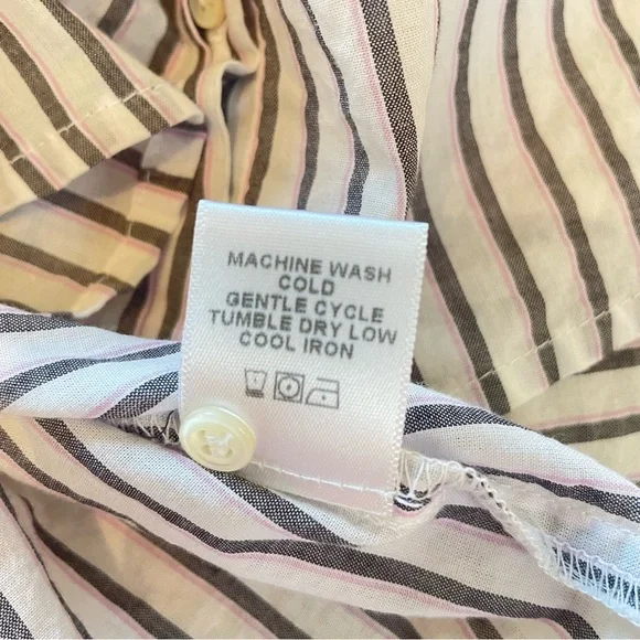 XiRENA White Black Pink Striped Rolled Cuff Short Sleeve Top Medium - Picture 9 of 12